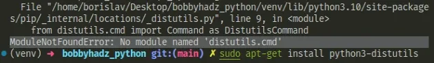 modulenotfounderror 没有名为 distutils cmd 的模块