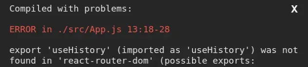 在 react router-dom 中找不到导出使用历史记录