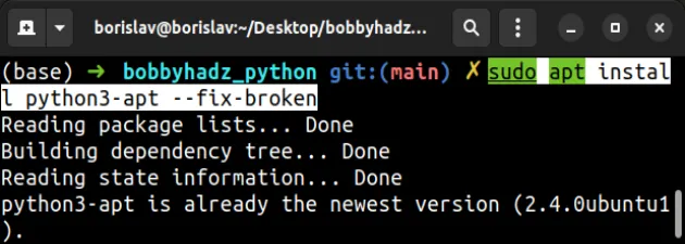 安装 python3 apt fix broken