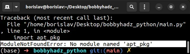 modulenotfounderror 没有名为 apt pkg 的模块