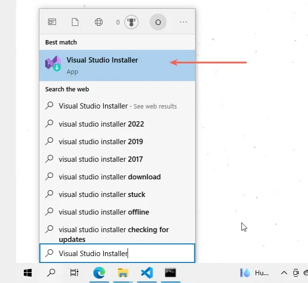 搜索 Visual Studio 安装程序