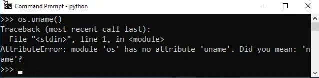 attributeerror 模块 os 没有属性 uname