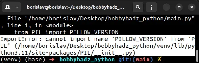 importerror cannot import name pillow version from pil