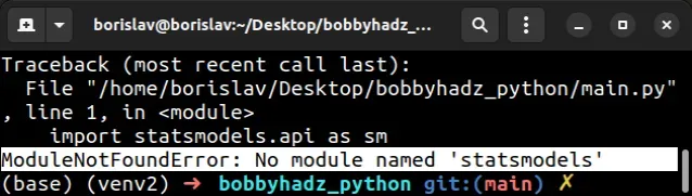 modulenotfounderror 没有名为 statsmodels 的模块