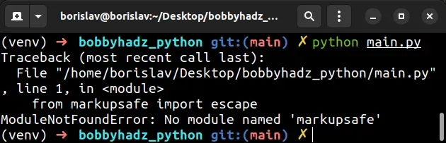 modulenotfounderror 没有名为 markupsafe 的模块