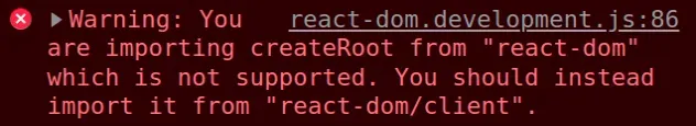 您正在从 React dom 导入 createroot