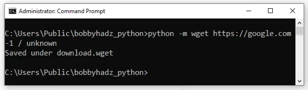 将 wget 与 python 可执行文件一起使用